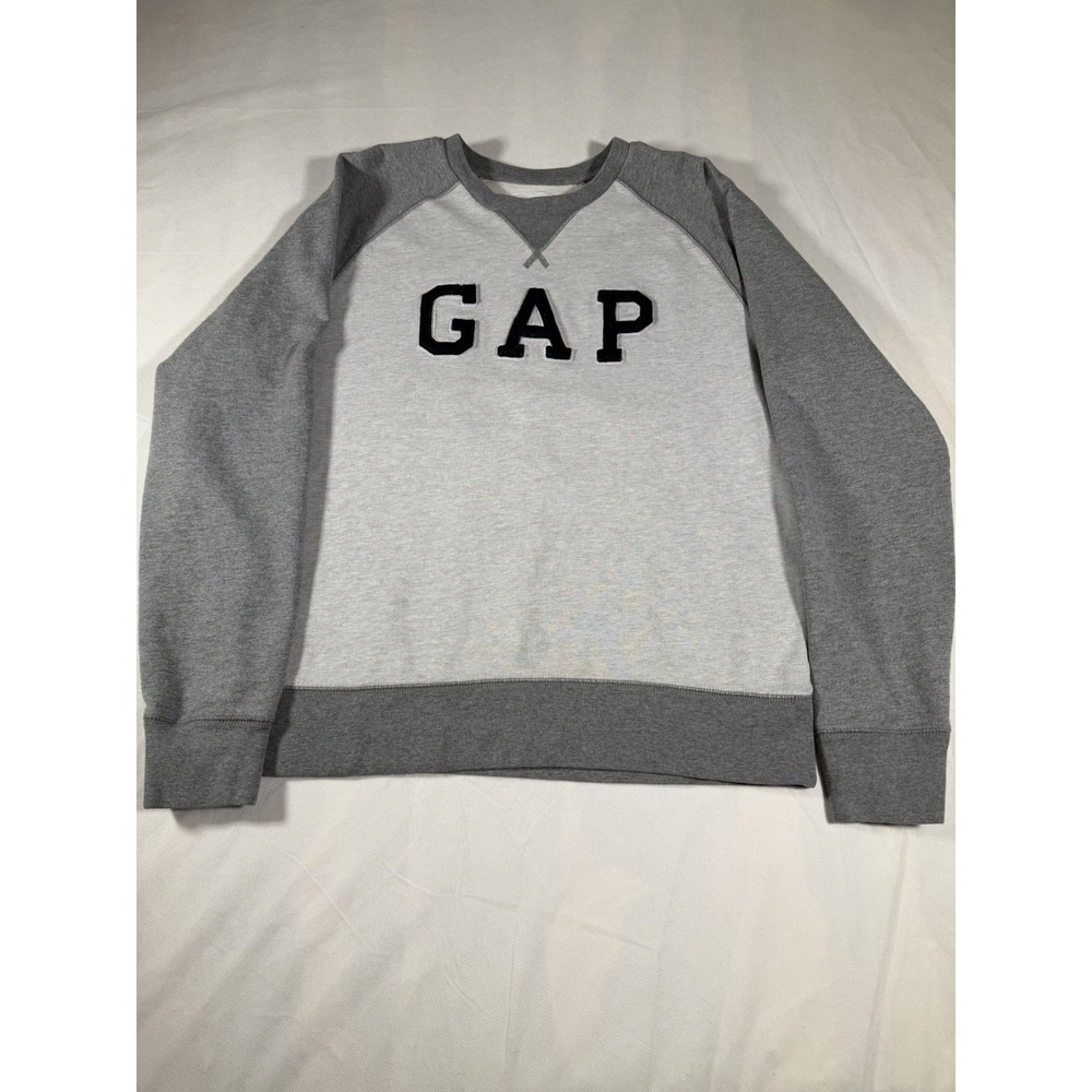 Gap Womens Grey Colorblock Raglan Crewneck Sweatshirt Embroidered Logo Size M